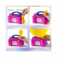 Pompa electrica dubla pentru umflat baloane cu aer, 220V, 600W, roz/albastru, Vivo 73005